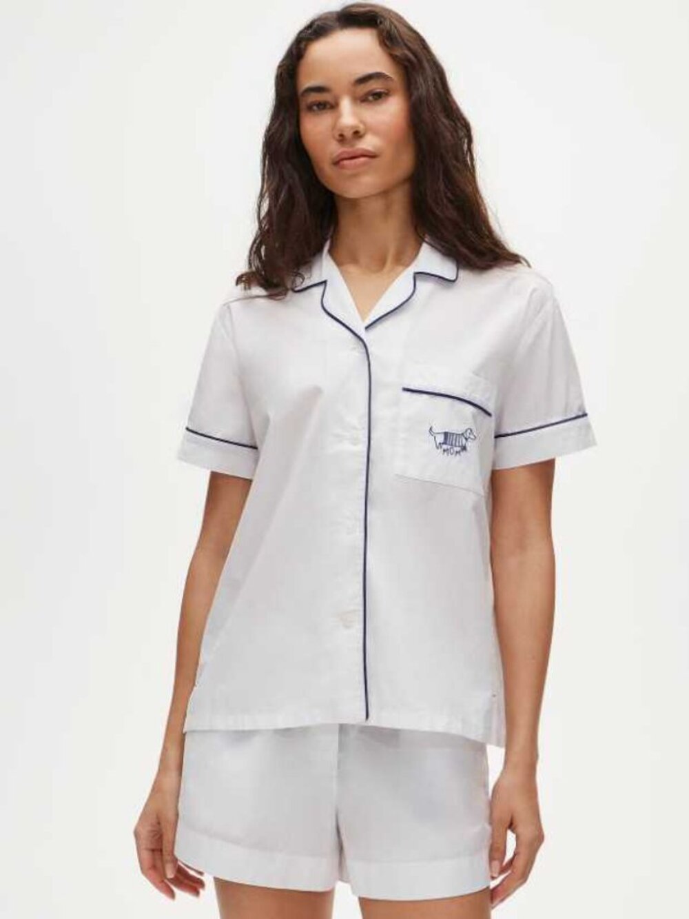 New XXS J.Crew short sleeve Dog Mom pajama short set in end-on-end cotton